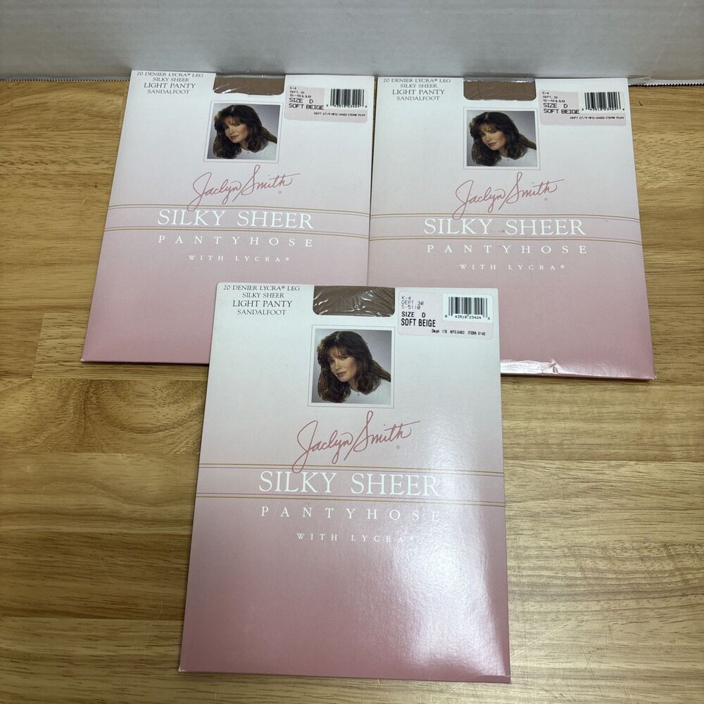 Jaclyn Smith Pantyhose Lot 3 Pairs SZ D Silky Sheer Light Panty Sandalfoot USA